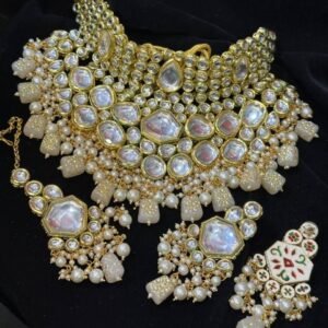 Real Kundan Back Meena Kari Bridal Set